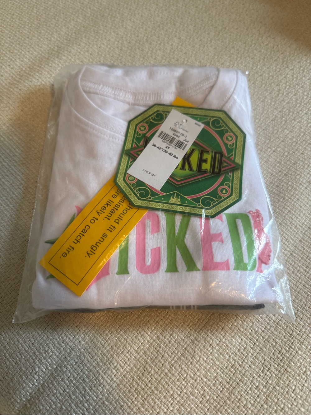 Old Navy Kids White Pajama Set with Pink & Green 'Wicked' Graphic